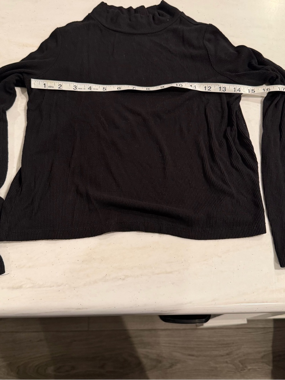 Copper Key Black Ribbed Long-Sleeve Mock Neck Tee